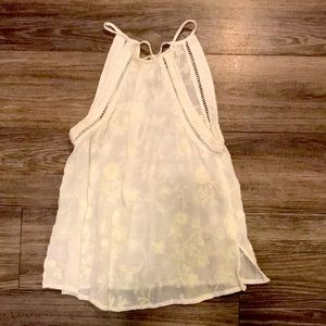 Cute cream floral tie tank